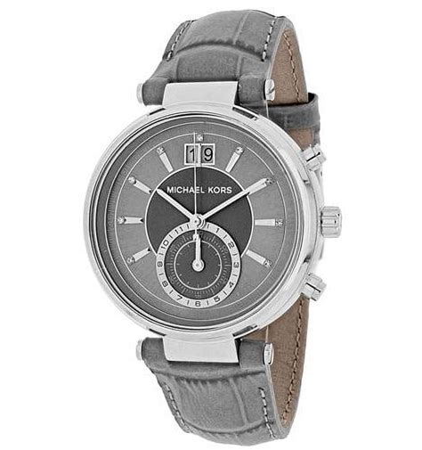 Michael Kors Women's Sawyer MK2432 Grey Leather Quartz Watch